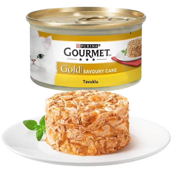 کنسرو گورمت گلد مدل کیک طعم مرغ ۸۵ گرم (Gourmet Gold Savoury Cake tavuklu)